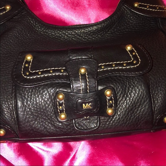 Authentic MK black leather tote/ shoulder bag - Picture 1 of 5